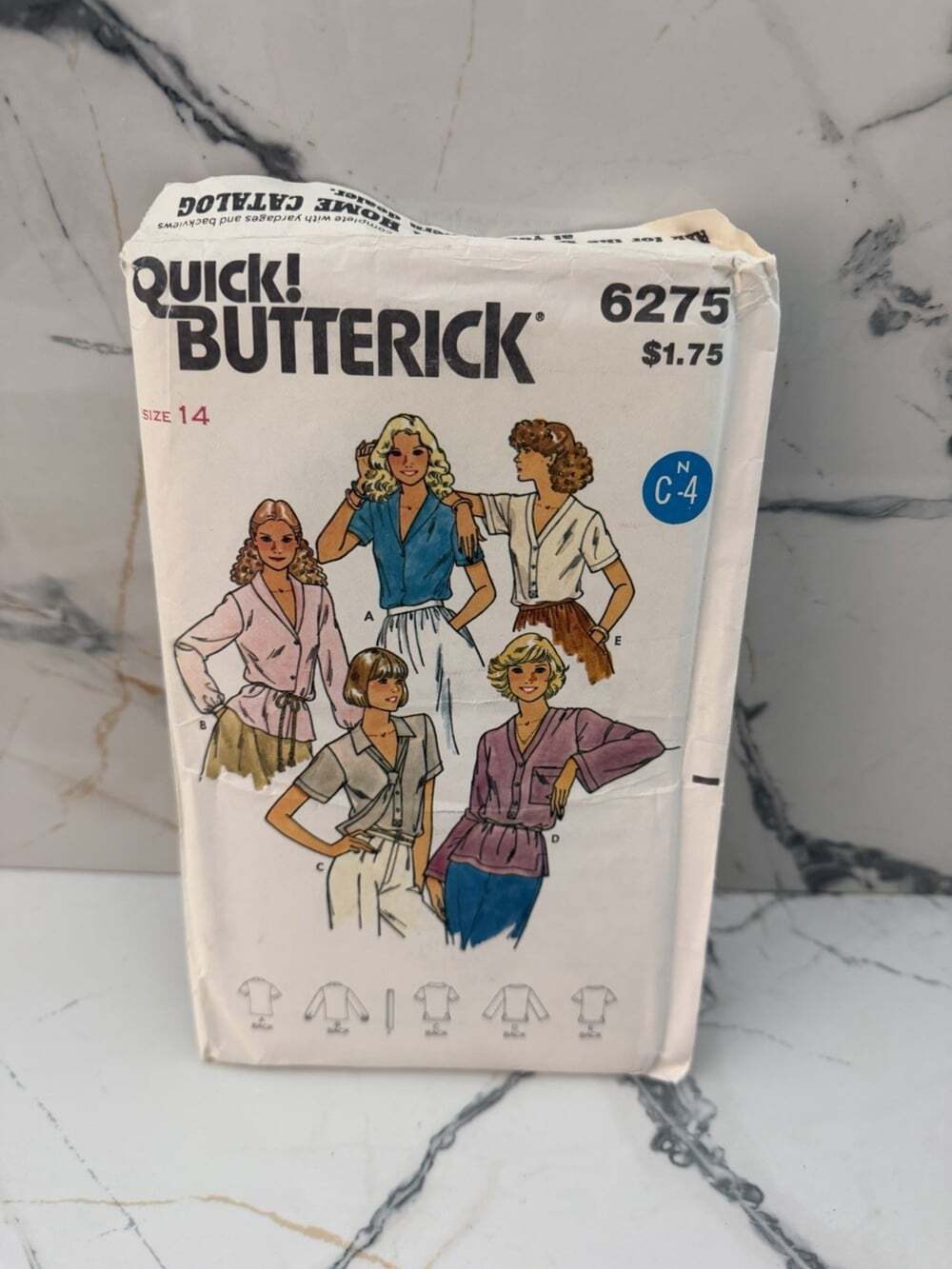 Butterick 6275 Loose-fitting Front Button Blouse, Size 14, Uncut